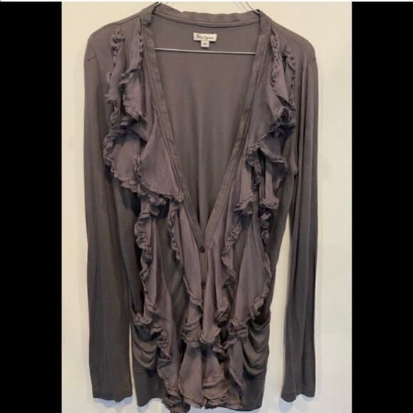 Foley and Corinna Soft Ruffled Button Cardigan Top M - Picture 2 of 4